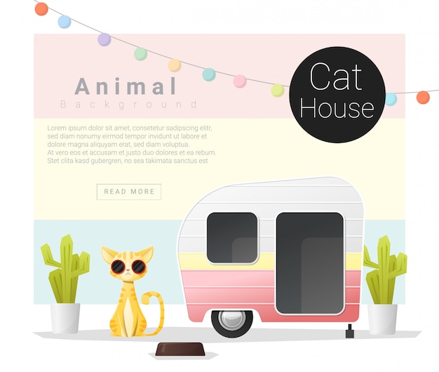 Cute animal collection Cat house