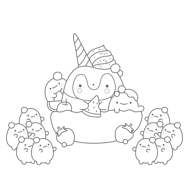 Cute animal coloring page for kids