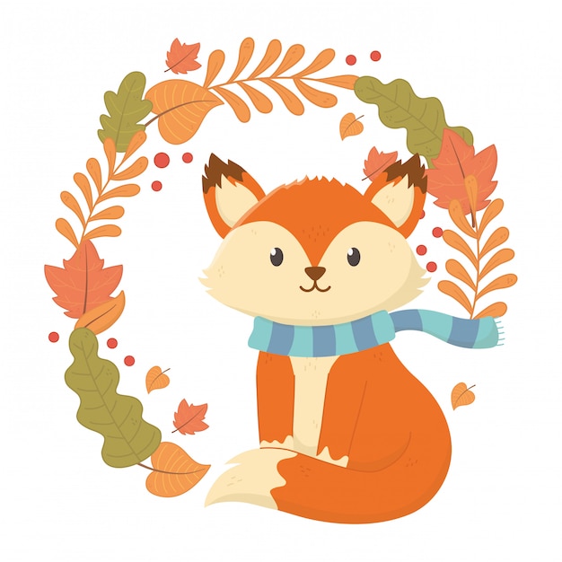 Cute animal foliage hello autumn