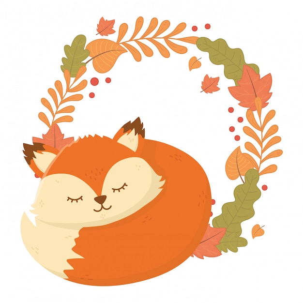 Cute animal foliage hello autumn