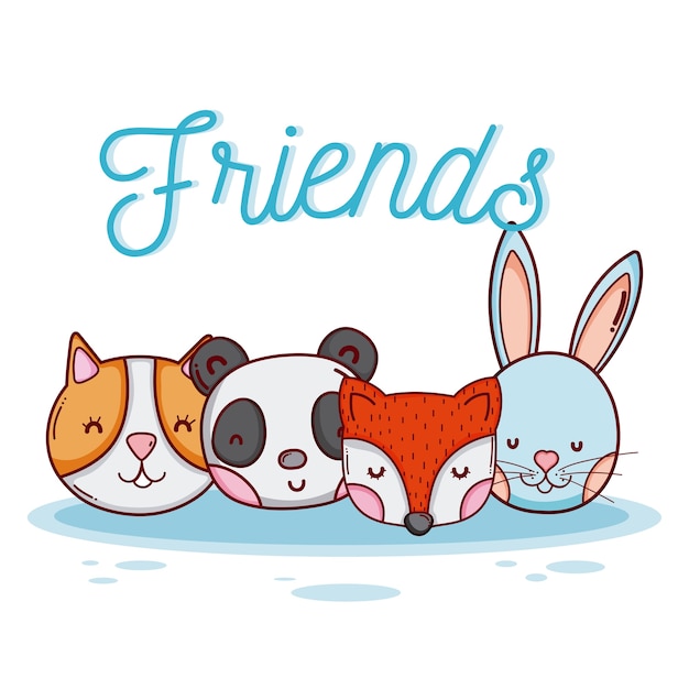 Vector cute animal friends cartoon