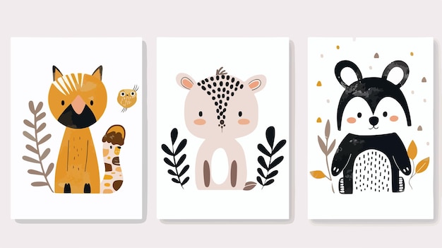 Vector cute animal greeting cards collection for special occasions