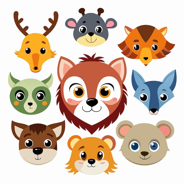 Cute Animal Head Illustrations Adorable Animal Faces for Kids and Design Projects