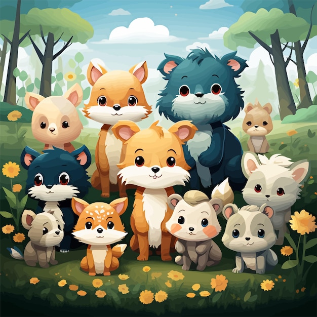 cute animal illustration background