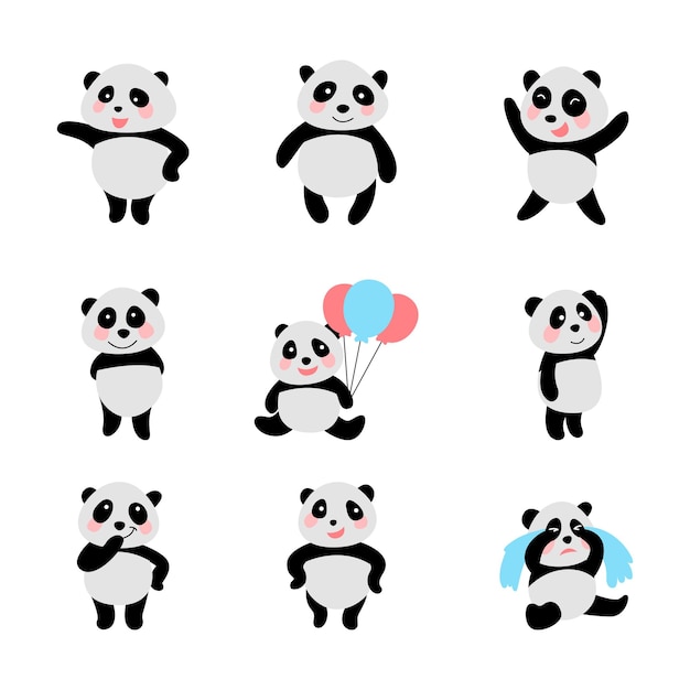 Cute animal of panda on cartoon version