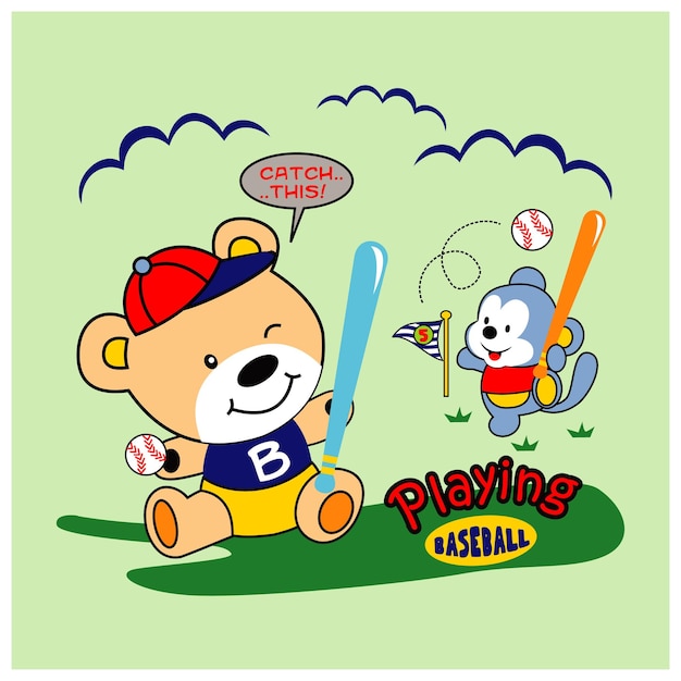 cute animal sport design cartoon vector illustration