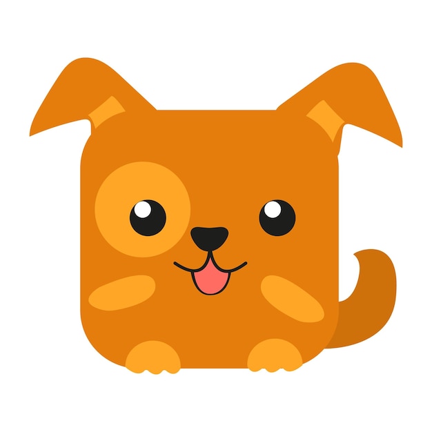 Cute animal square face Vector flat illustration