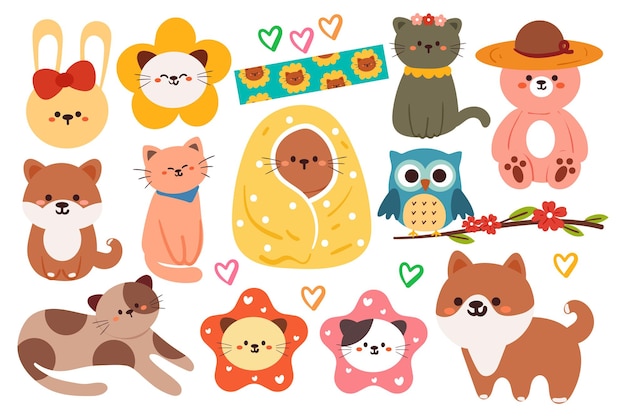 cute animal sticker set