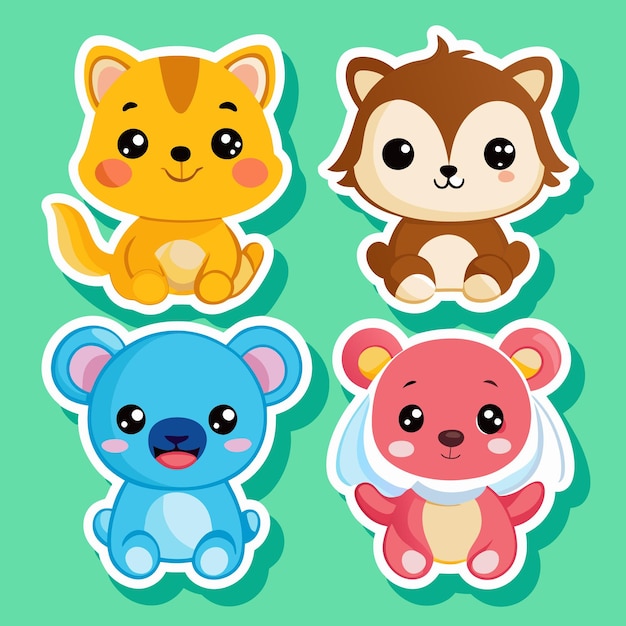 Cute Animal Stickers with Big Eyes Perfect for Kids