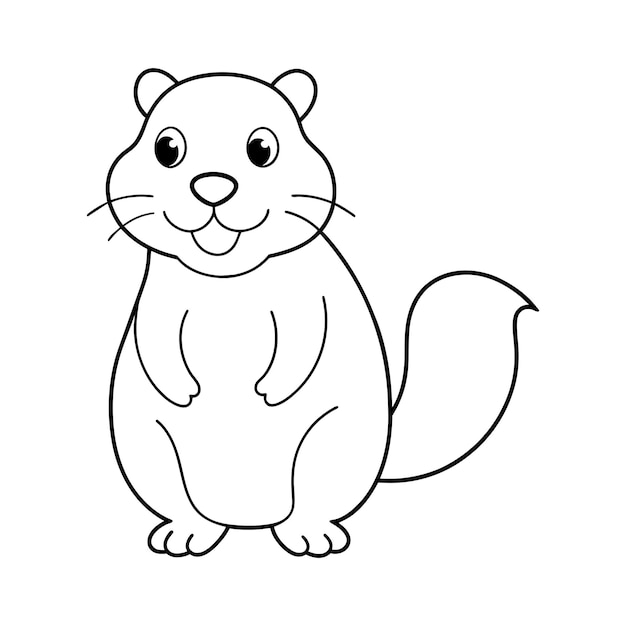 Vector cute animal vector illustration black and white coloring book or page for children