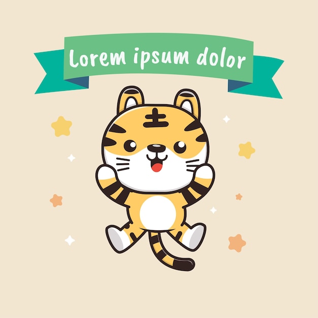 Cute Animal Wildlife Tiger Cartoon illustration