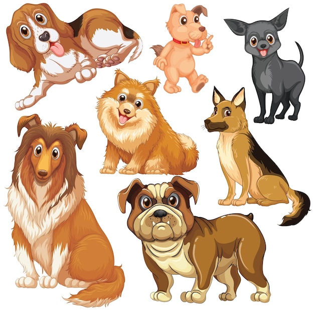 Cute animals cartoon set on white background