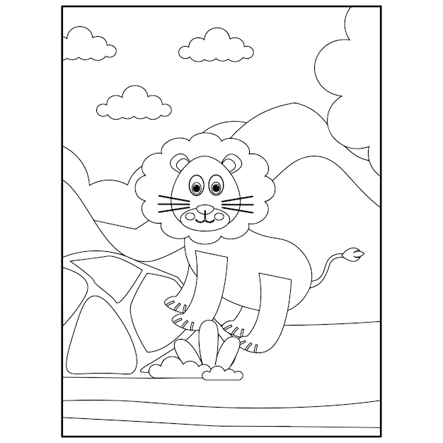 Cute Animals Coloring Pages For Kids Premium Vector