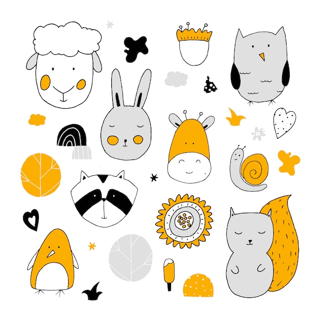 Cute animals & nature characters for baby designs