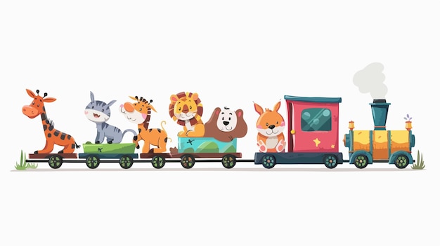 Cute Animals Riding Fun Zoo Trains with Toddlers