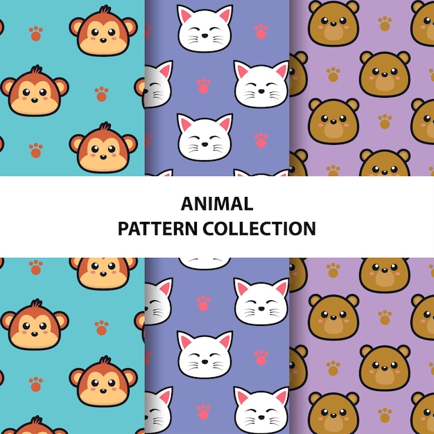 cute animals seamless patterns collection