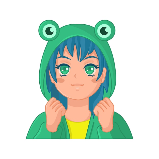 Cute anime girl in frog costume