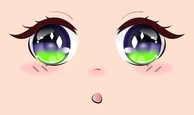 Cute anime girls eyes. Manga face expressions. Vector illustration.