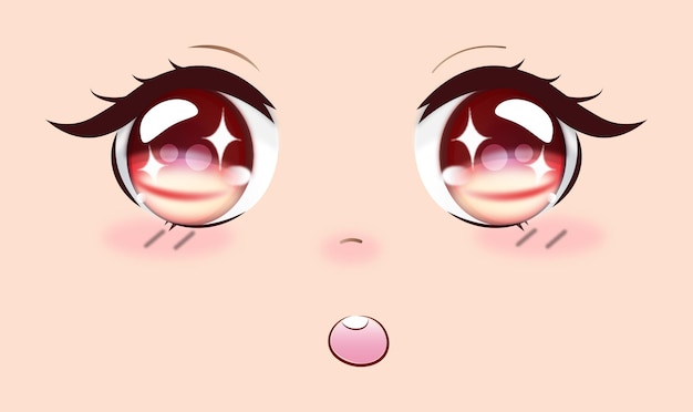 Cute anime girls eyes. Manga face expressions.