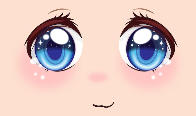 Cute anime girls eyes. Manga face expressions.