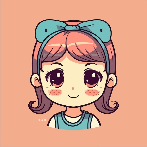 Cute anime kawaii girl cartoon character with vector illustration