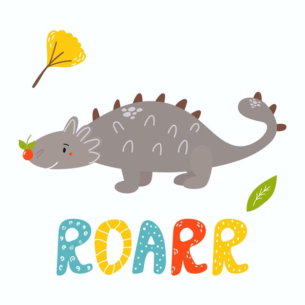 Cute ankylosaurus dino Roarr greeting card