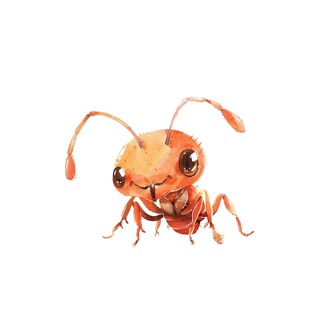 cute ant vector illustration in watercolour style