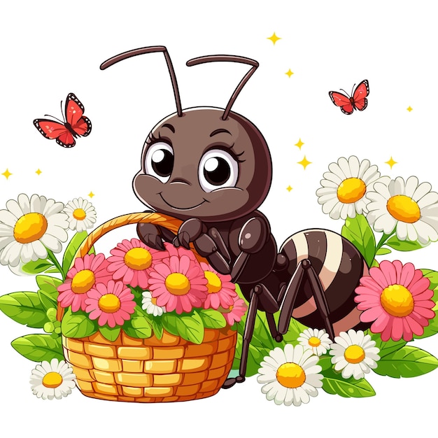 Cute Ants Vector Cartoon illustration