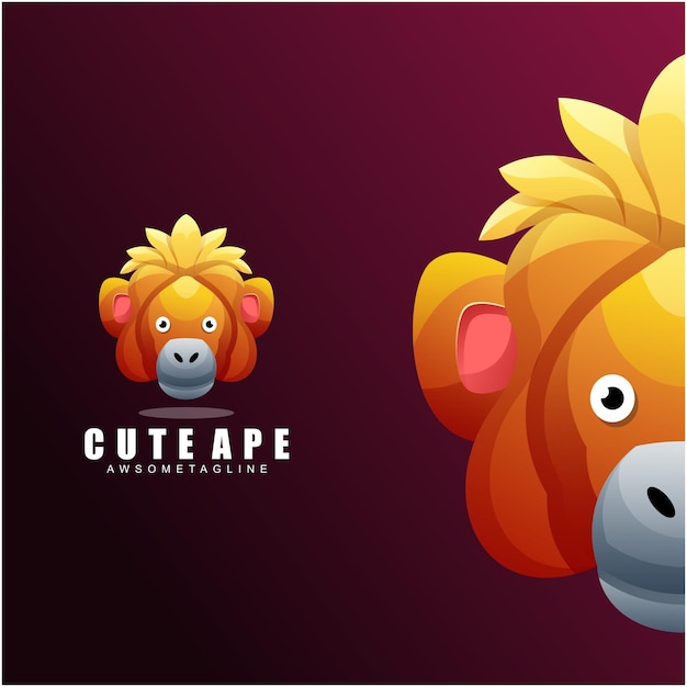 Cute ape colorful logo design