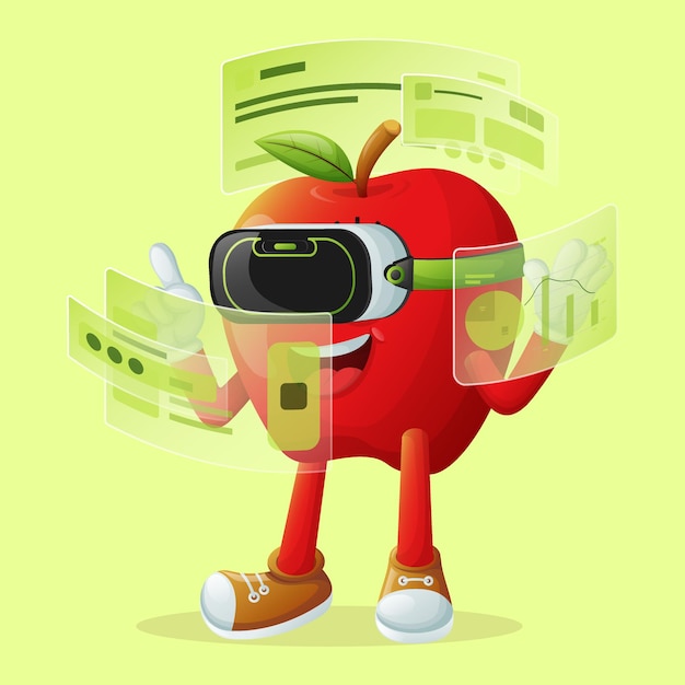 Cute apple character in metaverse