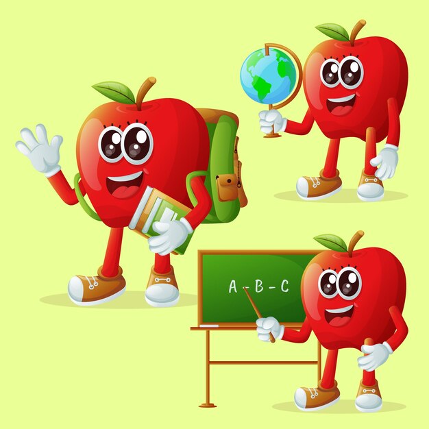 Cute apple characters in education