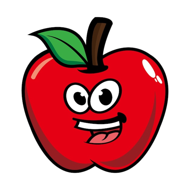 Cute apple mascot design character Isolated on a white background