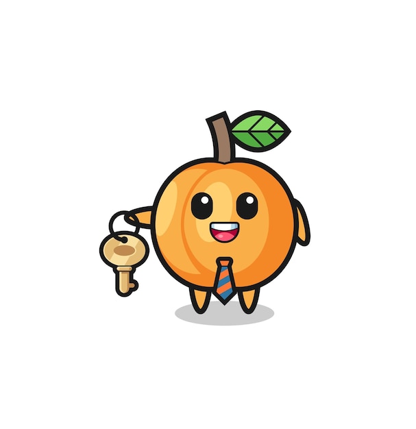 Cute apricot as a real estate agent mascot