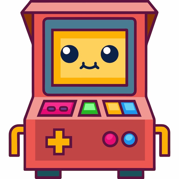 Vector cute arcade machine game cartoon vector icon illustration holiday technology icon concept isolated premium vector flat cartoon style