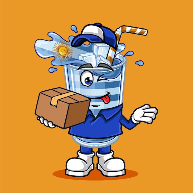 Cute Argentina drink flag delivery package courier vector mascot illustration