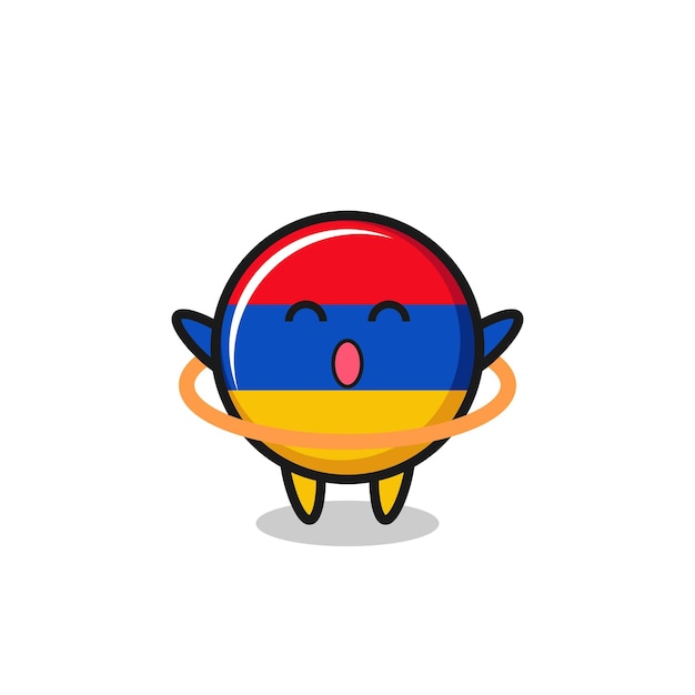 Cute armenia flag cartoon is playing hula hoop cute design