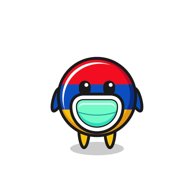 Cute armenia flag cartoon wearing a mask cute design