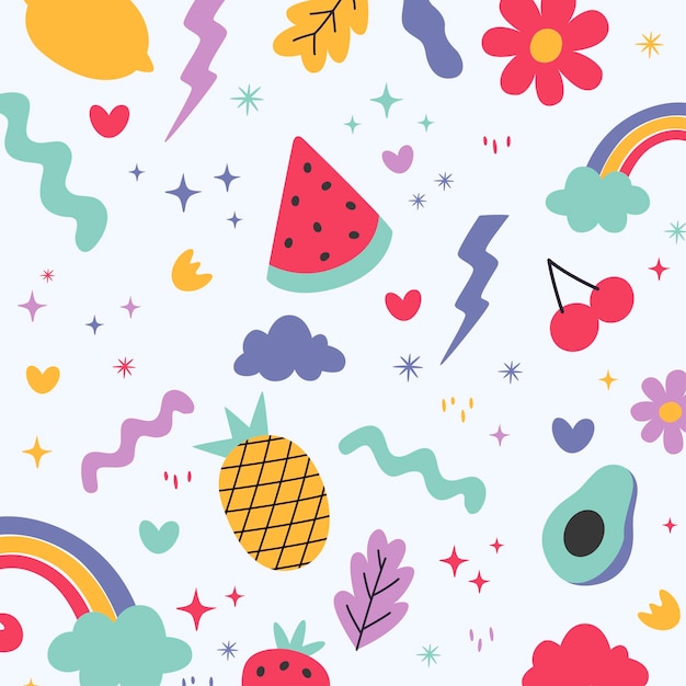 Cute Art Background with Fruit Element