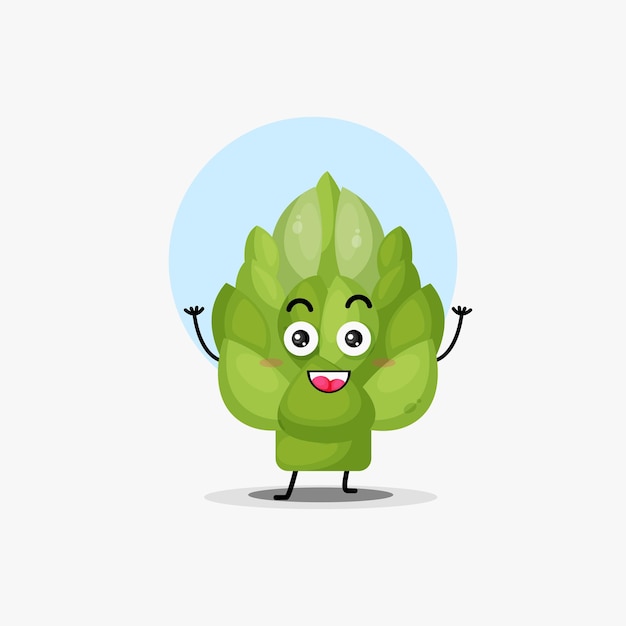 Cute artichoke vegetable character laughing happily