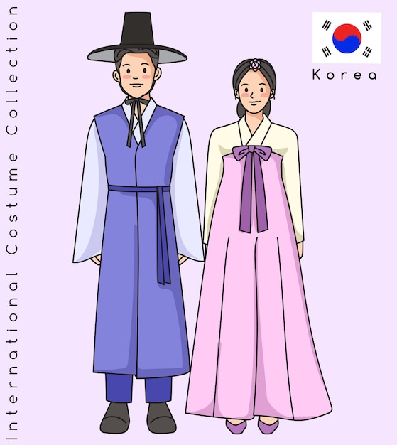 Cute Asian couple with traditional clothes  