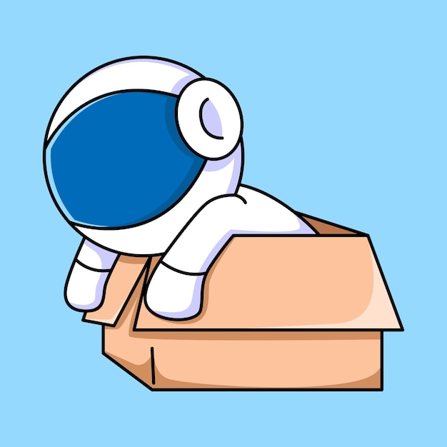 cute astronaut in box cartoon design