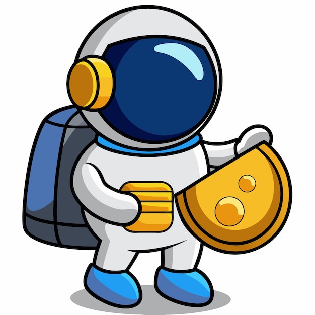 Vector cute astronaut bring money bag cartoon vector icon illustration science business icon concept isolated premium vector flat cartoon style