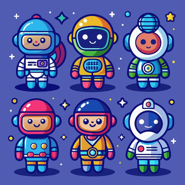 Cute Astronaut Characters Set