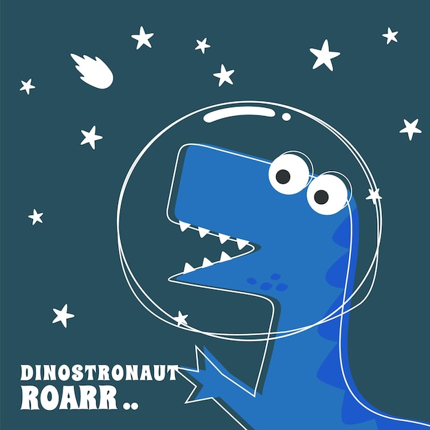 Cute Astronaut dinosaur Space theme tshirt print for kids