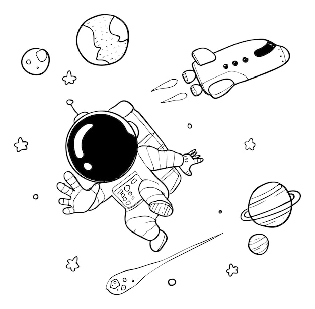 cute astronaut doodle