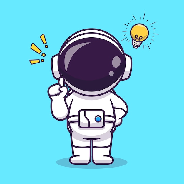 Cute Astronaut Get And Ideas Cartoon Vector Icon Illustration Science Technology Icon Isolated Flat