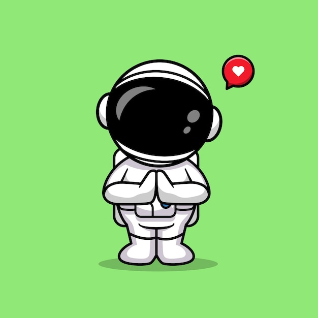 Cute Astronaut Greeting Cartoon Vector Icon Illustration. Science Technology Icon Concept Isolated