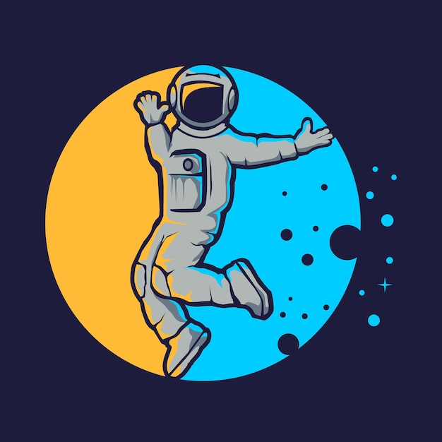 Cute astronaut hip hop style isolated on blue