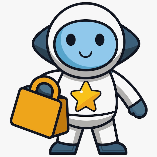 Vector cute astronaut holding bag star cartoon vector icon illustration science holiday icon concept isolated premium vector flat cartoon style