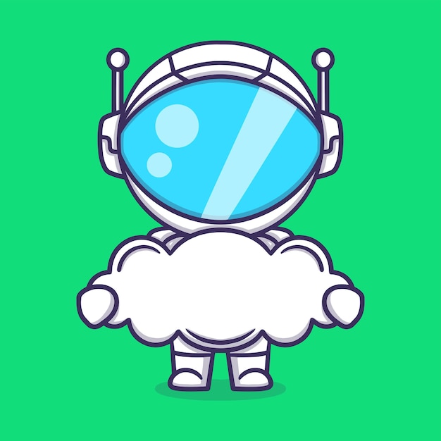 cute astronaut holding business necessities cloud cartoon vector illustration